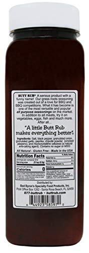 Bad Byron's Butt Rub Barbecue Seasoning, Smoke Flavor for Grilling Enthusiasts at Cookouts and Barbecues, Natural Smoke 