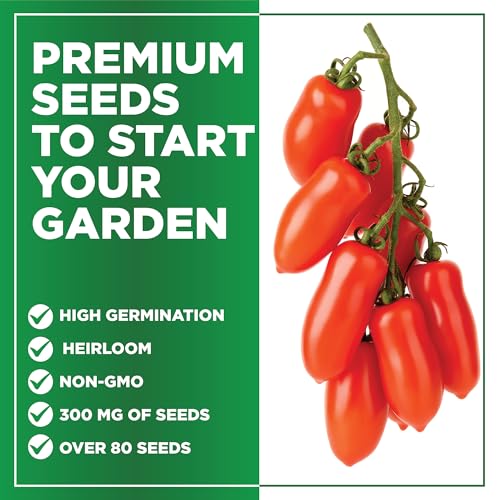 San Marzano Tomato Seeds for Planting - 90+ Non-GMO Heirloom Seeds, Sweet, Tangy Garden-Fresh Tomatoes, Easy Growing Ins