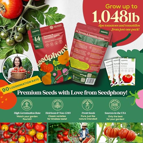 14 Tomatillo & Tomato Seeds for Growing Indoors and Outdoors - Non-GMO Heirloom Vegetable Seeds Variety Pack: Cape Goose