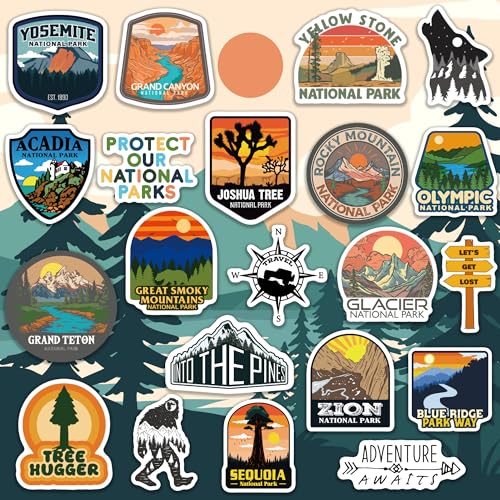 National Parks Sticker Pack for Outdoor Adventure Travelers - Waterproof Vinyl Decals for Water Bottles and Cars - 156 P