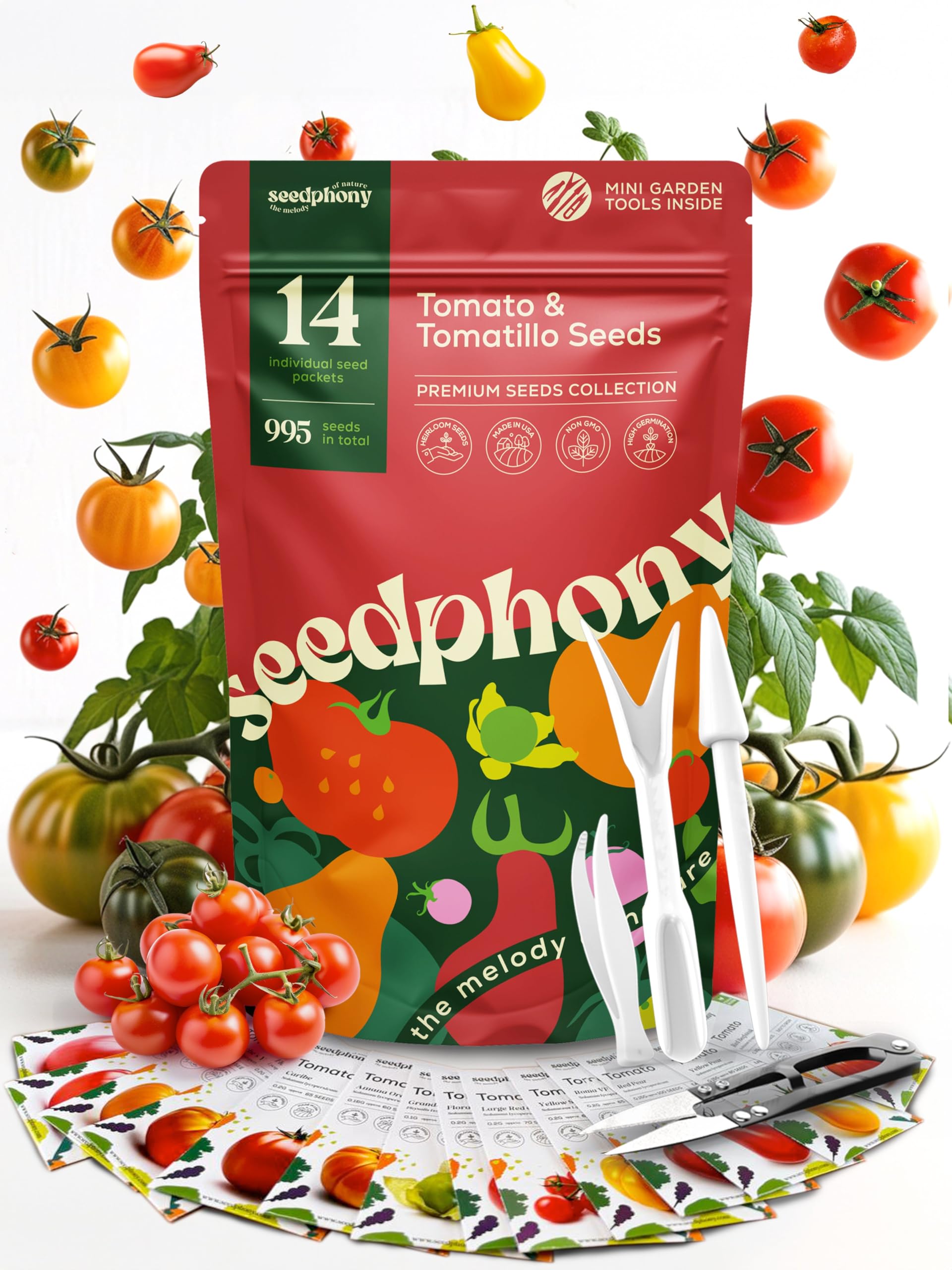 14 Tomatillo & Tomato Seeds for Growing Indoors and Outdoors - Non-GMO Heirloom Vegetable Seeds Variety Pack: Cape Goose