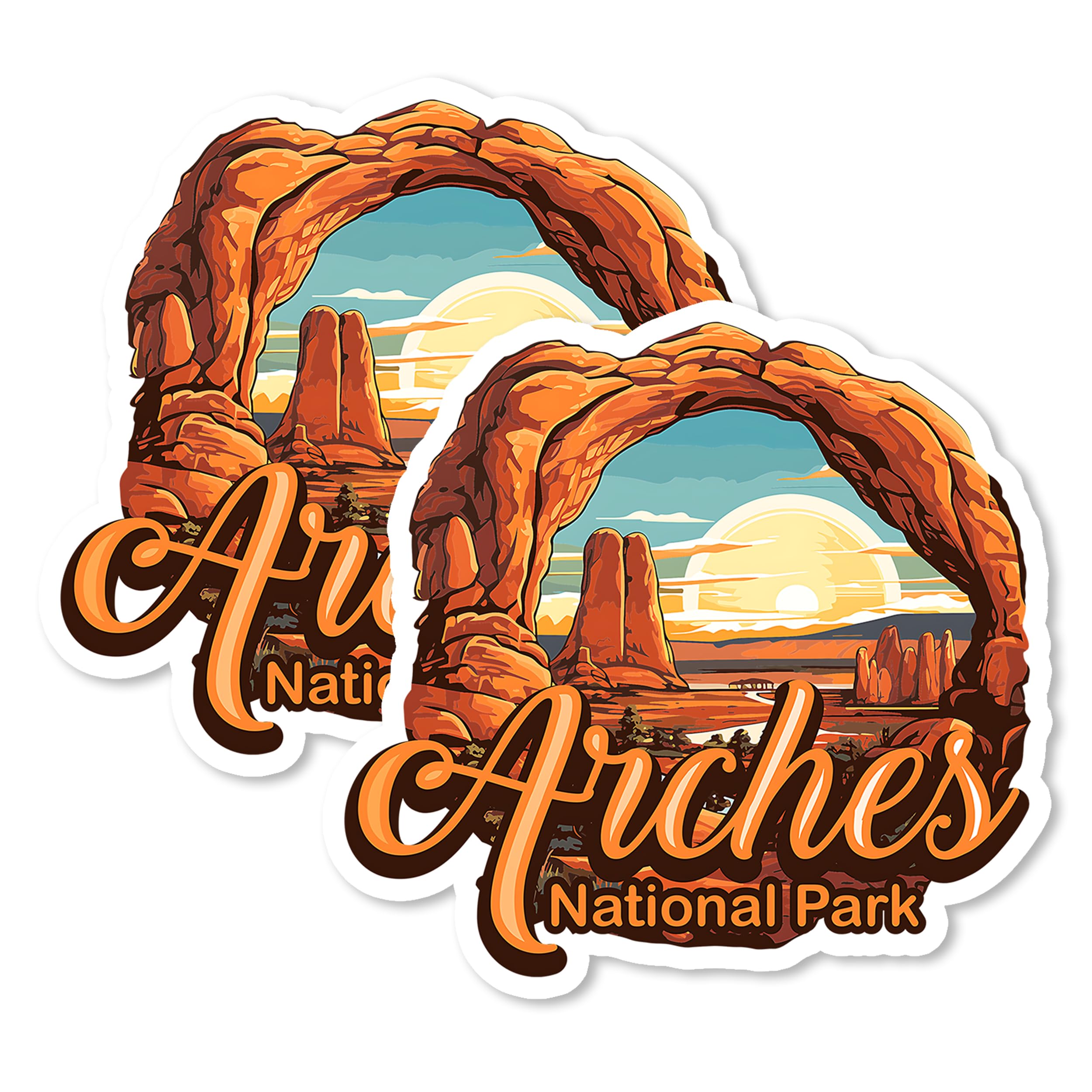 Arches National Park Utah Magnet 4 Inch 2-Pack – Strong Desert Sunset Hiking Vinyl Decorative Travel Magnets for Fridge 